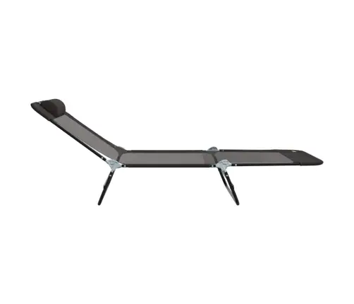 Salokāmais Saules Krēsls Ar Galvas Balstu Melns Tekstilēns Vidaxl