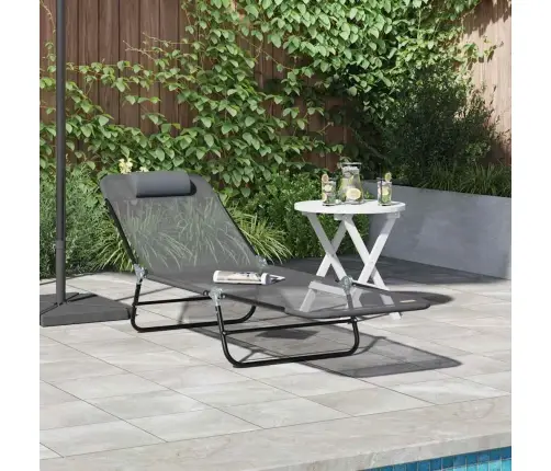 Sulankstomas Gultas 1-Asmuo Pilka 182 X 55 X 85.5Cm Tekstilenas