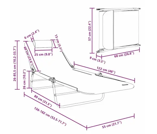 Sulankstomas Gultas 1-Asmuo Pilka 182 X 55 X 85.5Cm Tekstilenas