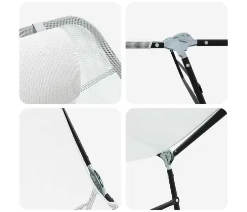 Saliekamie Sauļošanās Krēsli 2 Gab. Ar Galvas Balstu Krēmkrāsas Tekstilēna Vidaxl