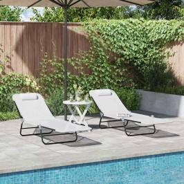 Saliekamais Sauļošanās Krēsls 2 Pcs Krēmkrāsa 182 X 55 X 85.5Cm Vidaxl