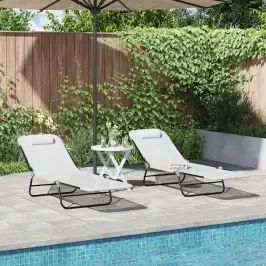 Saliekamais Sauļošanās Krēsls 2 Pcs Krēmkrāsa 182 X 55 X 85.5Cm Vidaxl