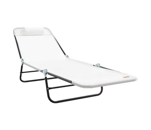 Saliekamie Sauļošanās Krēsli 2 Gab. Ar Galvas Balstu Krēmkrāsas Tekstilēna Vidaxl