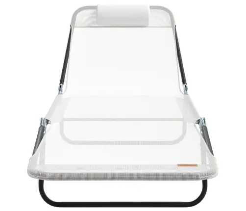 Saliekamie Sauļošanās Krēsli 2 Gab. Ar Galvas Balstu Krēmkrāsas Tekstilēna Vidaxl