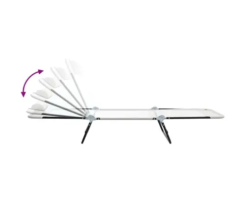 Saliekamie Sauļošanās Krēsli 2 Gab. Ar Galvas Balstu Krēmkrāsas Tekstilēna Vidaxl