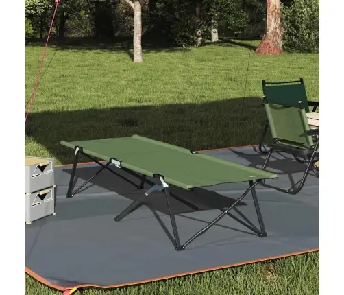 Saliekama Sauļošanās Gulta Ar Pārvadāšanas Somu Armijas Zaļā 600D Oksforda Audums Vidaxl