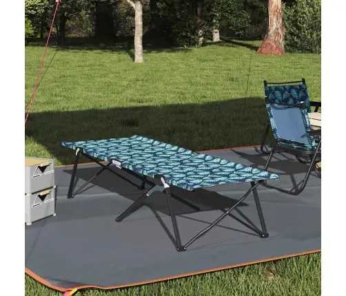 Salokama Sauļošanās Gulta Ar Somu, Lapu Raksts, 600D Oxford Audums Vidaxl