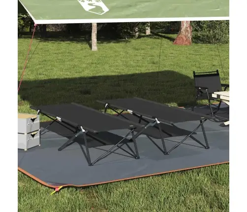 Saliekamās Gultas Ar Pārvadāšanas Somām 2 Gab. Melna 600D Oxford Auduma Vidaxl