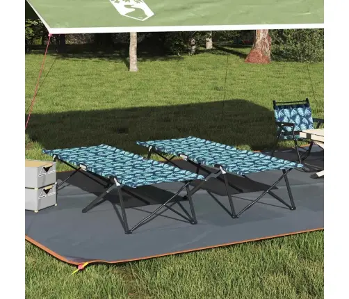 Saliekamas Saules Gultas Ar Somām 2 Gab. Lapu Raksts 600D Oxford Audums Vidaxl