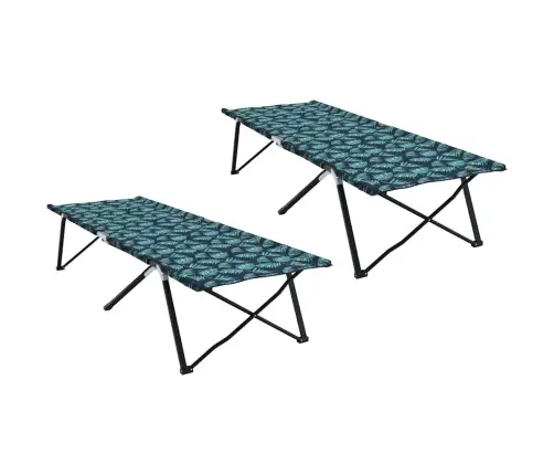 Saliekamas Saules Gultas Ar Somām 2 Gab. Lapu Raksts 600D Oxford Audums Vidaxl