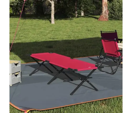 Salokamā Sauļošanās Gulta Ar Nēsāšanas Somu Sarkana 600D Oxford Audums Vidaxl