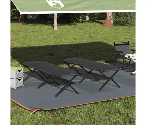 Saliekamās Sauļošanās Gultas 2 Gab. Ar Nēsāšanas Somu, Melns, 600D Oxford Audums Vidaxl