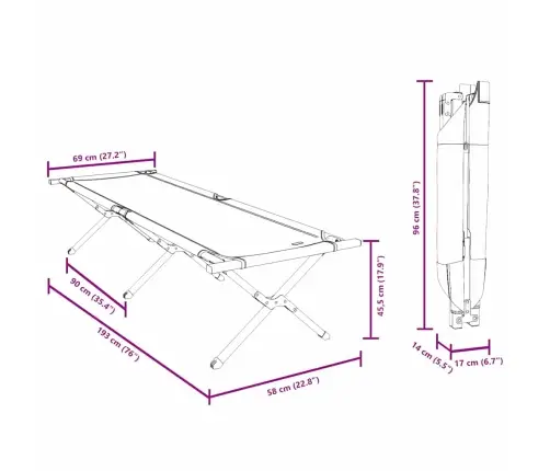 Salokāmas Saules Gultas 2 Gab. Ar Pārvadāšanas Maisiņu Sarktā 600D Oxford Audumā Vidaxl