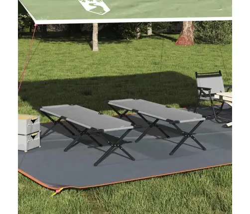 Salokamas Saules Gultas 2 Gab. Ar Somu Pelēks 600D Oxford Audums Vidaxl