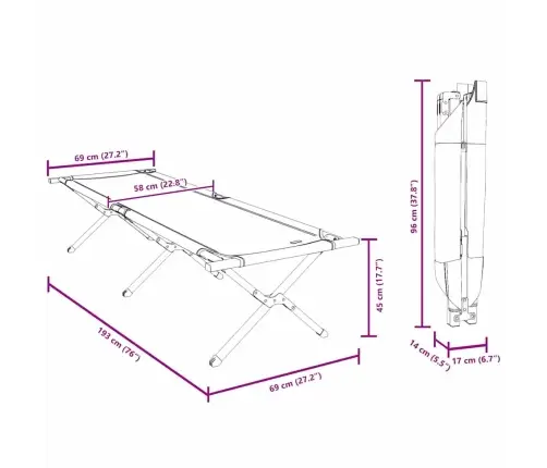 Salokāma Kempinga Gulta Lapu Raksts Oksfordas Audums Vidaxl