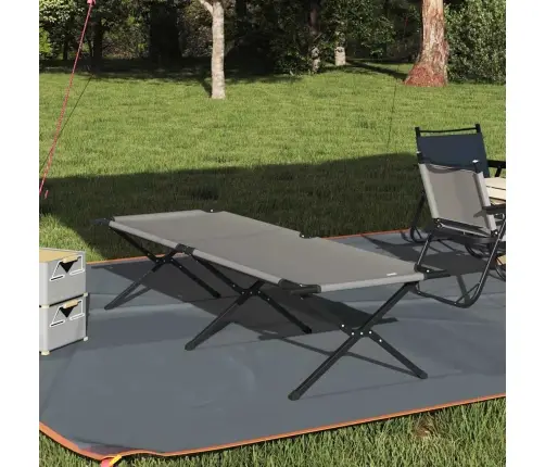 Saliekamā Sauļošanās Gulta Ar Somu, Pelēka 600D Oksforda Audums Vidaxl