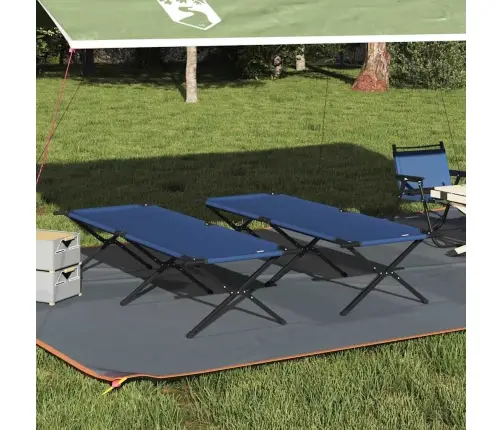 Saliekamās Saules Gultas 2 Gab. Ar Pārvadāšanas Somu Zilas 600D Oxford Audums Vidaxl