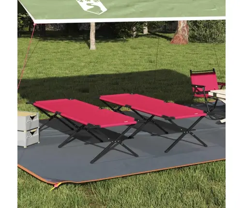 Saliekamās Saules Gultas 2 Gab. Ar Pārvadāšanas Somu Sarkanā 600D Oxford Audumā Vidaxl