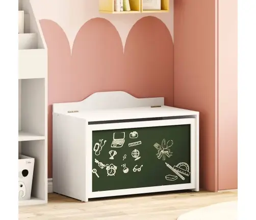 Kriiditahvliga Kast Valge 73 X 40 X 55 Cm Tehispuit