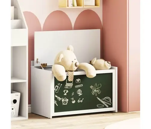 Kriiditahvliga Kast Valge 73 X 40 X 55 Cm Tehispuit