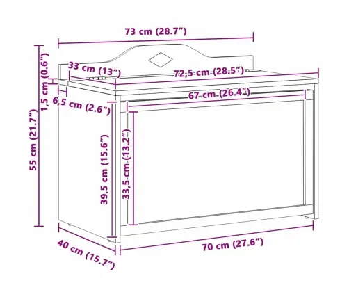 Kriiditahvliga Kast Valge 73 X 40 X 55 Cm Tehispuit