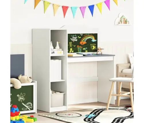 Kreida Galda Ar Plauktu Balts Un Pelēks 120 X 45 X 118.5 Cm Vidaxl