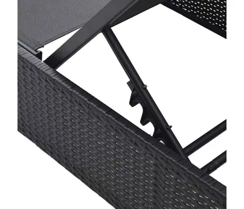 Saulės Gultas Su Pagalve Juoda 60 X 200 X 27Cm Poliratanas