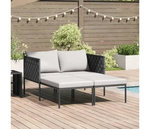 Sauļošanās Krēsls Ar Spilveniem 2 Personām Antracīta 115X153X69,5 Cm Tērauds Vidaxl