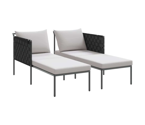 Sauļošanās Krēsls Ar Spilveniem 2 Personām Antracīta 115X153X69,5 Cm Tērauds Vidaxl