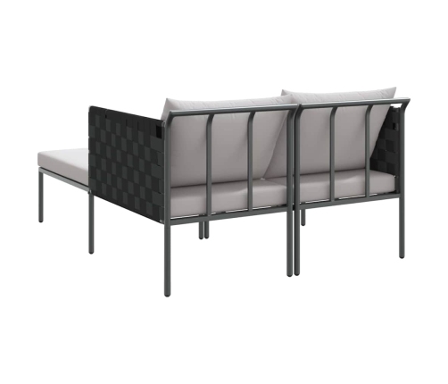 Sauļošanās Krēsls Ar Spilveniem 2 Personām Antracīta 115X153X69,5 Cm Tērauds Vidaxl