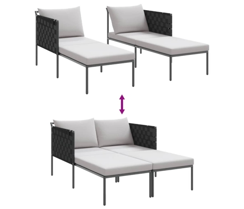 Sauļošanās Krēsls Ar Spilveniem 2 Personām Antracīta 115X153X69,5 Cm Tērauds Vidaxl