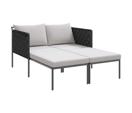 Sauļošanās Krēsls Ar Spilveniem 2 Personām Antracīta 115X153X69,5 Cm Tērauds Vidaxl