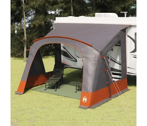 Karavānu Telts Ar Jumtu Pelēka Un Oranža 400 X 270 X 245 Cm Vidaxl