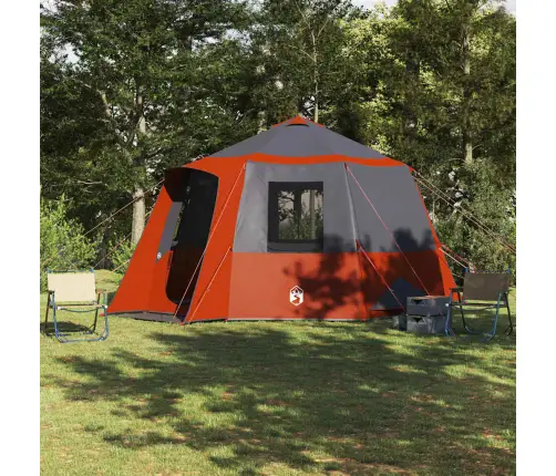 Kabanas Palapinė Su Stogu Pilka Ir Oranžinė 405 X 405 X 273 Cm