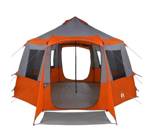 Kabanas Palapinė Su Stogu Pilka Ir Oranžinė 405 X 405 X 273 Cm