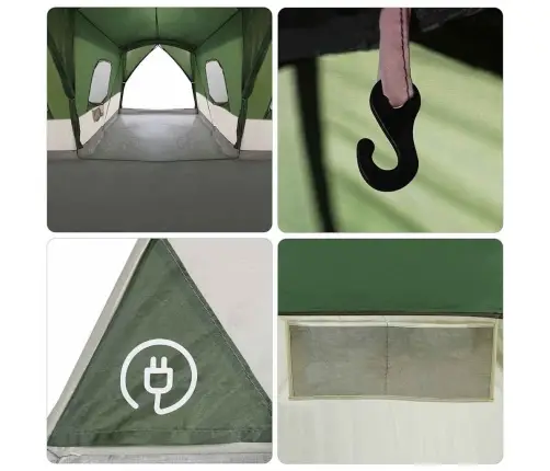 Telts Zaļa 680 X 510 X 210 Cm 185T Poliesters Ar Pu Pārklājumu Vidaxl