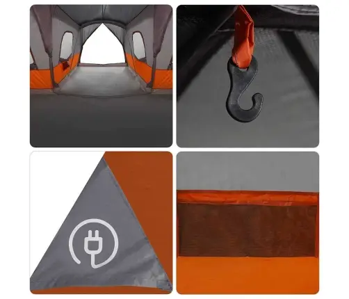 Palapinė Su Stogu Pilka Ir Oranžinė 680 X 510 X 210 Cm