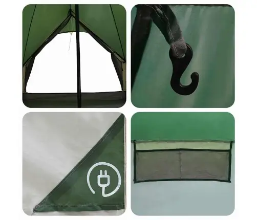 Teepee Palapinė Su Stogu Žalia Ir Pilka 600 X 600 X 347 Cm