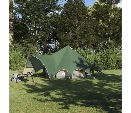 Teepee Palapinė Su Stogu Žalia Ir Pilka 600 X 600 X 347 Cm