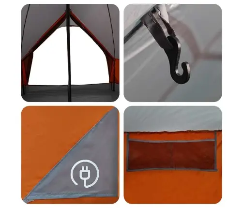 Teepee Palapinė Su Stogu Pilka Ir Oranžinė 600 X 600 X 347 Cm