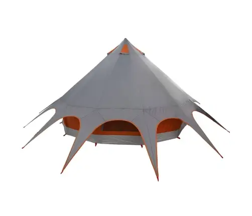 Teepee Palapinė Su Stogu Pilka Ir Oranžinė 600 X 600 X 347 Cm
