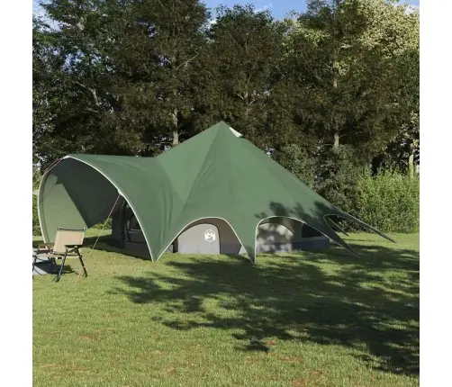 Teepee Palapinė Su Stogu Žalia Ir Pilka 600 X 600 X 347 Cm