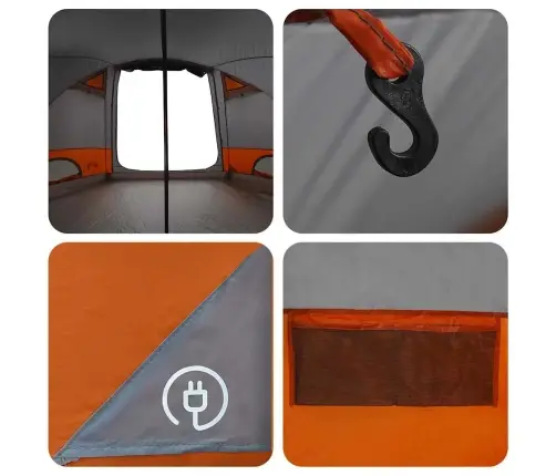 Kupola Telts Ar Jumtu Pelēka Un Oranža 505 X 450 X 248 Cm Vidaxl