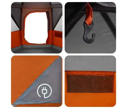 Kabriolet Telts Ar Jumtu Pelēka Un Oranža 425 X 396 X 222 Cm Vidaxl