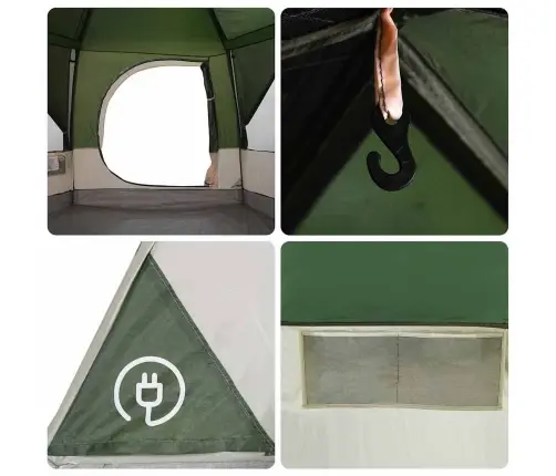 Kabanas Palapinė Su Stogu Žalia Ir Balta 333 X 317 X 194 Cm