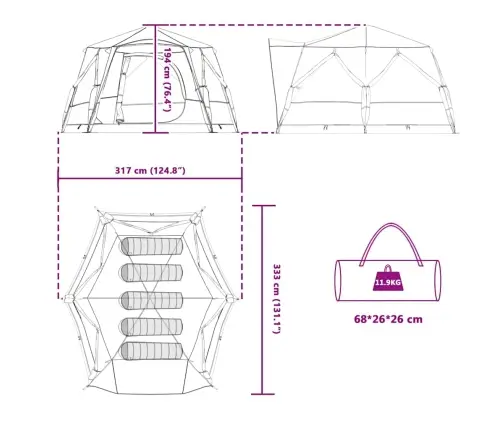 Kabriolet Telts Ar Jumtu Zila Un Pelēka 333 X 317 X 194 Cm Vidaxl