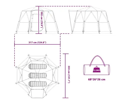Kabriolet Telts Ar Jumtu Zila Un Pelēka 320 X 320 X 203 Cm Vidaxl