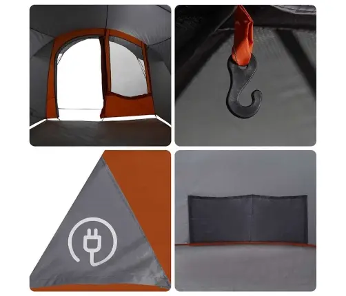 Tunnelitelk Katusega Õhuavaga Hall Ja Oranž 740 X 370 X 220 Cm