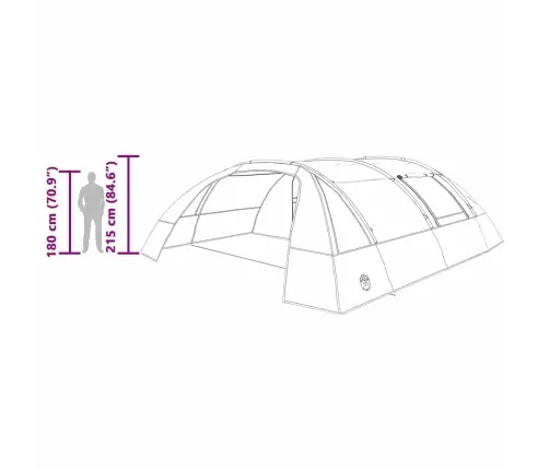 Tuneļveida Telts Ar Jumtu Zaļš Un Balts 700 X 590 X 215 Cm Vidaxl