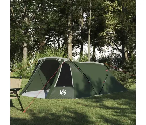 Tuneļveida Telts Ar Jumtu Zaļš Un Balts 328 X 228 X 115 Cm Vidaxl